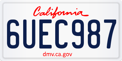 CA license plate 6UEC987