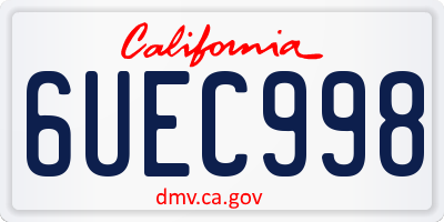 CA license plate 6UEC998