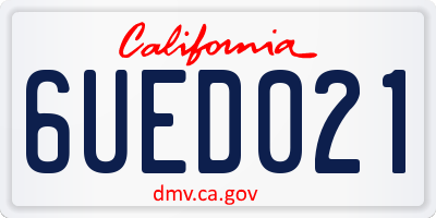 CA license plate 6UED021