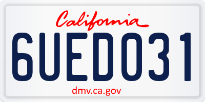CA license plate 6UED031