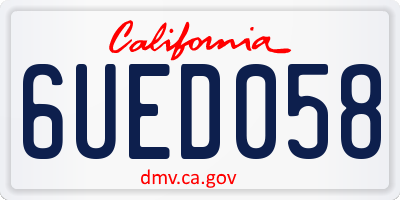 CA license plate 6UED058