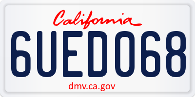 CA license plate 6UED068