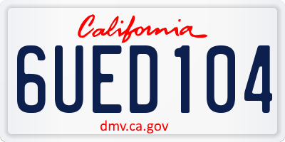 CA license plate 6UED104