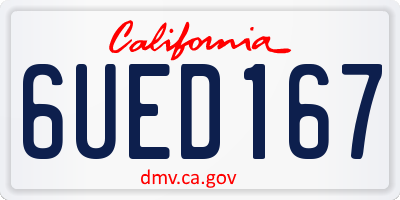 CA license plate 6UED167