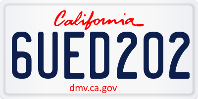 CA license plate 6UED202