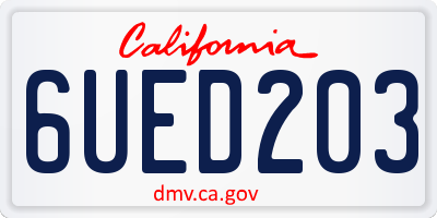 CA license plate 6UED203