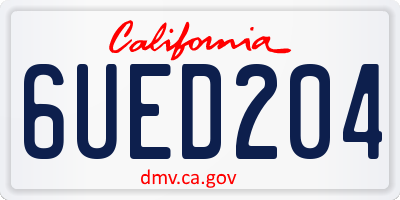 CA license plate 6UED204