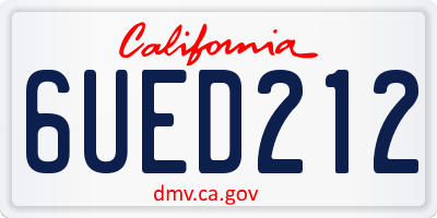 CA license plate 6UED212