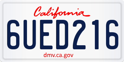 CA license plate 6UED216