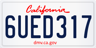 CA license plate 6UED317