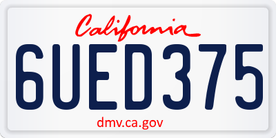 CA license plate 6UED375