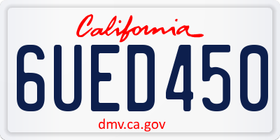 CA license plate 6UED450