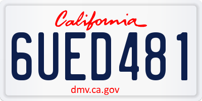CA license plate 6UED481