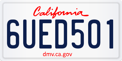 CA license plate 6UED501