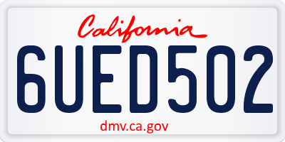 CA license plate 6UED502
