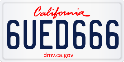 CA license plate 6UED666