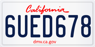 CA license plate 6UED678