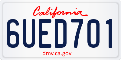 CA license plate 6UED701