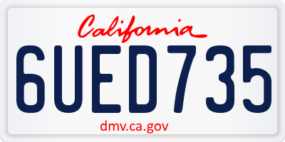 CA license plate 6UED735