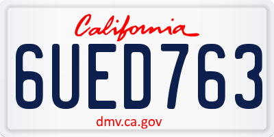 CA license plate 6UED763