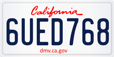CA license plate 6UED768