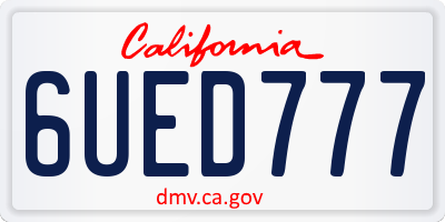 CA license plate 6UED777