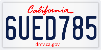 CA license plate 6UED785