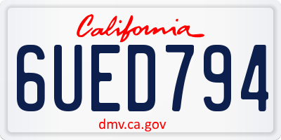 CA license plate 6UED794