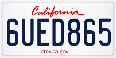 CA license plate 6UED865