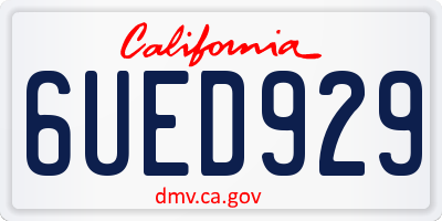 CA license plate 6UED929