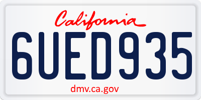 CA license plate 6UED935