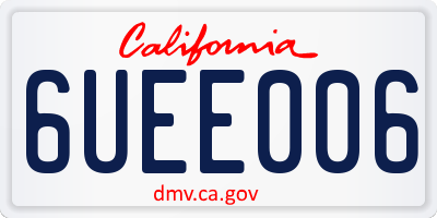 CA license plate 6UEE006