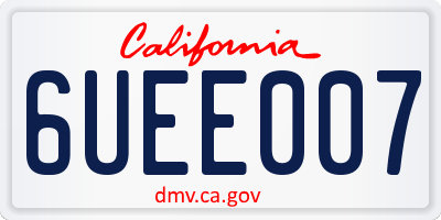CA license plate 6UEE007