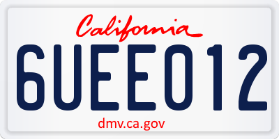 CA license plate 6UEE012
