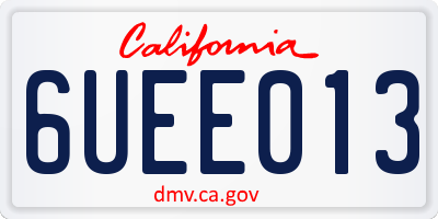 CA license plate 6UEE013
