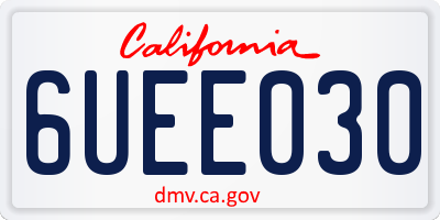 CA license plate 6UEE030