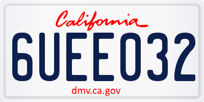 CA license plate 6UEE032