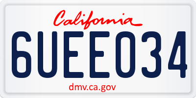 CA license plate 6UEE034