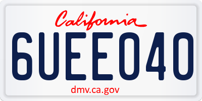 CA license plate 6UEE040