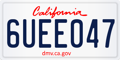 CA license plate 6UEE047