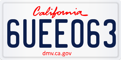 CA license plate 6UEE063
