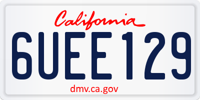 CA license plate 6UEE129