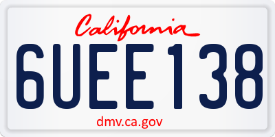 CA license plate 6UEE138