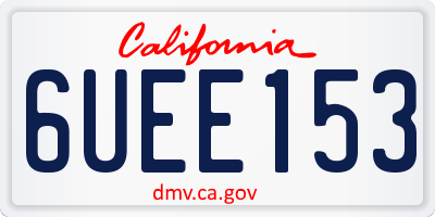 CA license plate 6UEE153