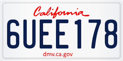 CA license plate 6UEE178