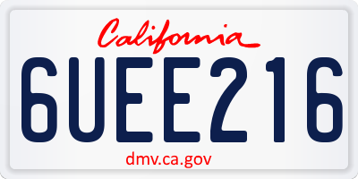 CA license plate 6UEE216