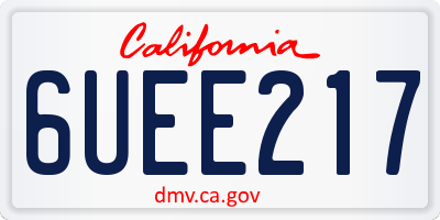 CA license plate 6UEE217