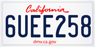 CA license plate 6UEE258