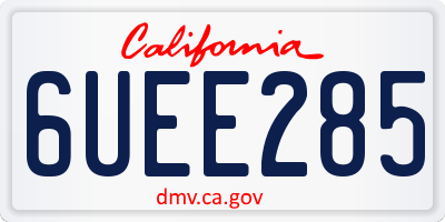 CA license plate 6UEE285