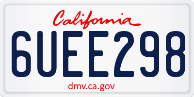 CA license plate 6UEE298